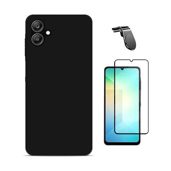 Kit Película de Vidro Temperado Gorilasglass + Capa Proteção Silicone + Suporte Magnético L GIFT4ME Para Samsung Galaxy A07 - Preto