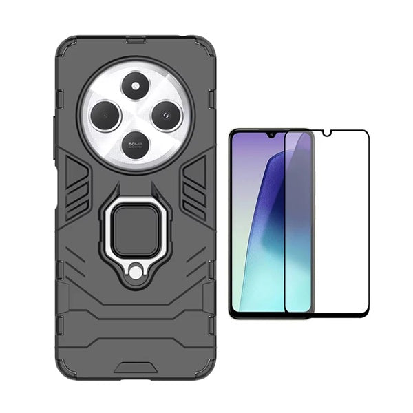 Kit Película de Vidro Temperado Gorilasglass + Capa de Proteção Militar Magnética Gift4Me Para Xiaomi Redmi 14R - Preto