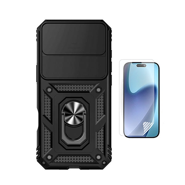 Kit Película Protectora de Hydrogel Frente + Capa de Proteção Militar Magnética Janela GIFT4ME Para Apple iPhone 17 Air - Preto