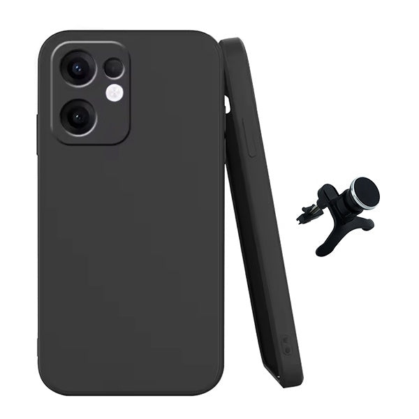 Kit Suporte Magnético Com Pernas + Capa Proteção Silicone GIFT4ME Para Oppo Reno13 F 4G - Preto