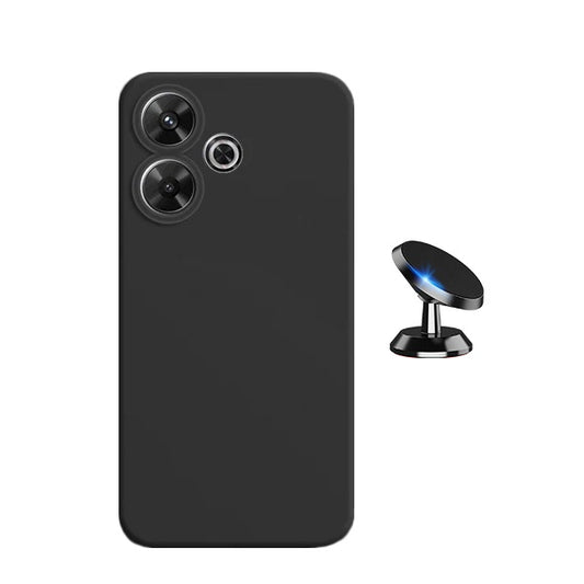 Kit Suporte Magnético + Capa Proteção Traseira Silicone GIFT4ME Compativel Com Xiaomi Redmi 13 - Preto