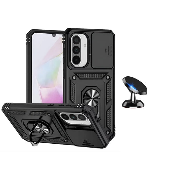 Kit Suporte Magnético + Capa de Proteção Militar Magnética Janela Deslizante GIFT4ME Para Samsung Galaxy A17 4G - Preto