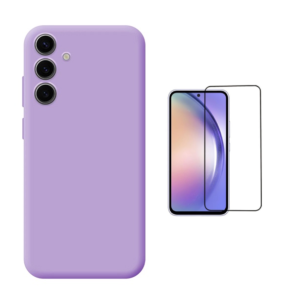 Kit Película de Vidro Temperado Gorilasglass + Capa Proteção Silicone Gift4Me Para Samsung Galaxy A36 5G - Roxo