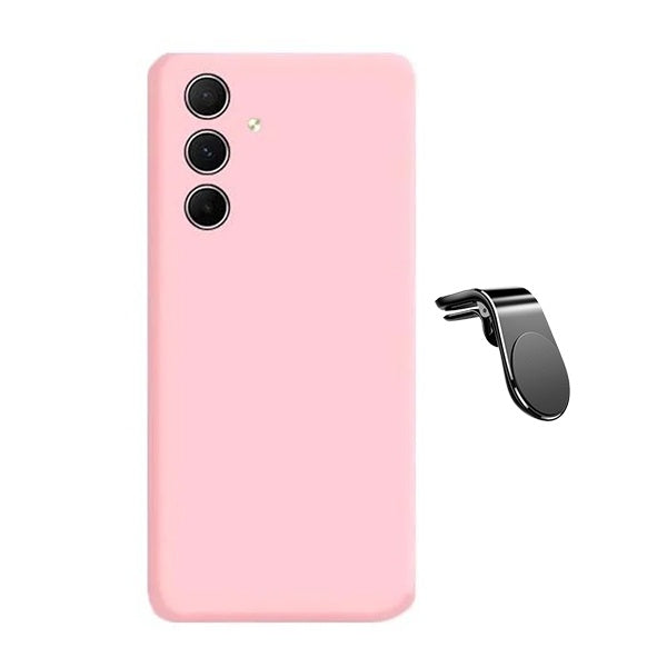 Kit Suporte de Carro Magnético L + Capa Proteção Silicone Gift4Me Para Samsung Galaxy A04s - Rosa