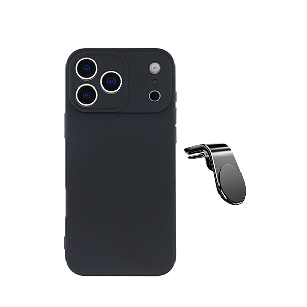 Kit Suporte de Carro Magnético L + Capa Proteção Silicone GIFT4ME Para Apple iPhone 18 Pro - Preto