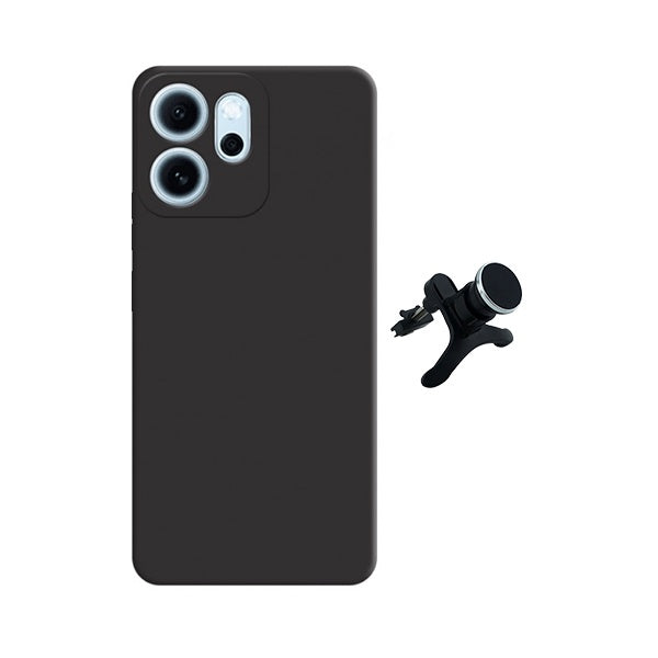 Kit Suporte Magnético Com Pernas + Capa Proteção Silicone GIFT4ME Para Oppo Reno14 F - Preto