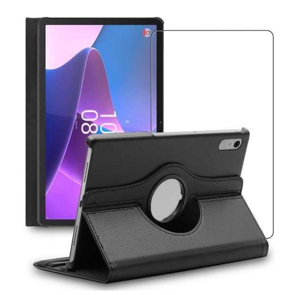 Kit Capa Proteção Rotativa 360 + Película de Vidro Temperado Gorilasglass Gift4Me Para Lenovo Tab P11 (Gen 2) - Preto