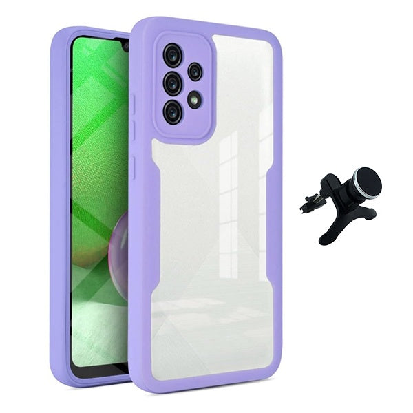 Kit Capa 360° Proteção Frente e Verso + Suporte Magnético Com Pernas Gift4Me Para Samsung Galaxy A13 - Roxo
