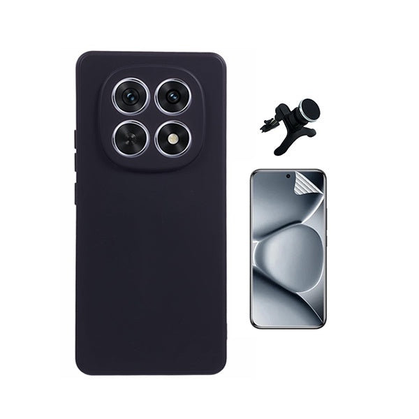 Kit Película Protectora de Hydrogel Frente + Capa Proteção Silicone + Suporte Reforçado de Carro GIFT4ME Para Xiaomi Redmi Note 15 5G - Preto