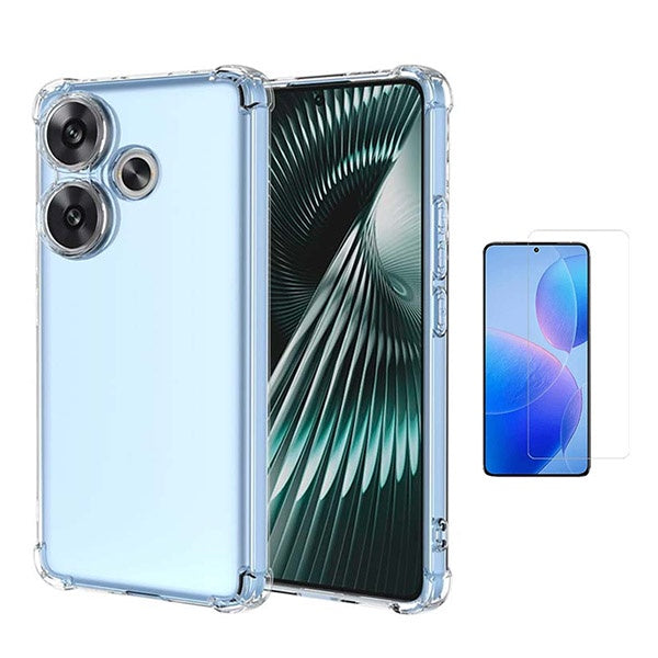 Kit Capa Traseira Super Proteção Transparente + Película de Vidro Temperado GIFT4ME Compativel Com Xiaomi Poco F6 - Transparente