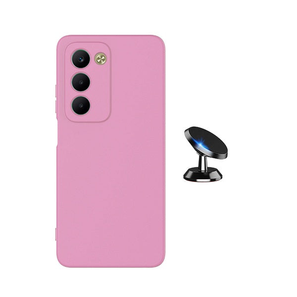 Kit Suporte Magnético + Capa Proteção Silicone GIFT4ME Para Xiaomi Redmi 15 5G - Rosa
