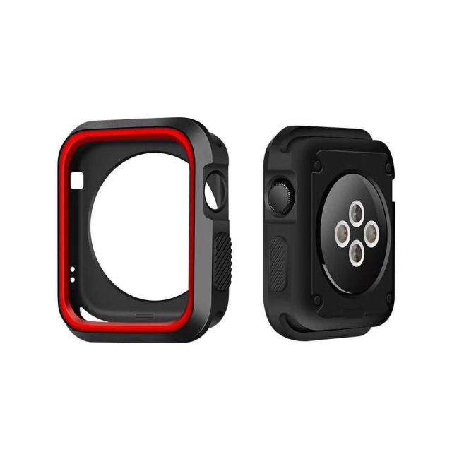 Capa de Proteção Reforçada para Apple Watch SE 3 - 44mm - Preto / Vermelho