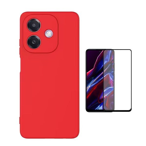 Kit Película de Vidro Temperado Gorilasglass + Capa Proteção Silicone Gift4Me Para Oppo A40M - Vermelha