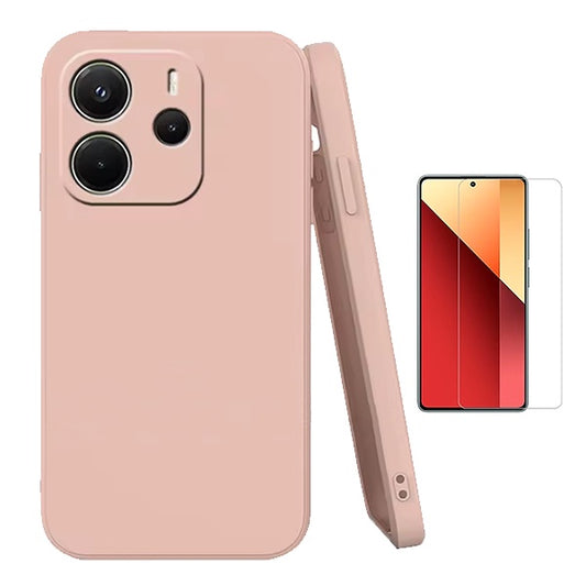 Kit Vidro Temperado Cleargorilasglass + Capa Proteção Silicone GIFT4ME Para Xiaomi Redmi Note 14 5G - Rosa