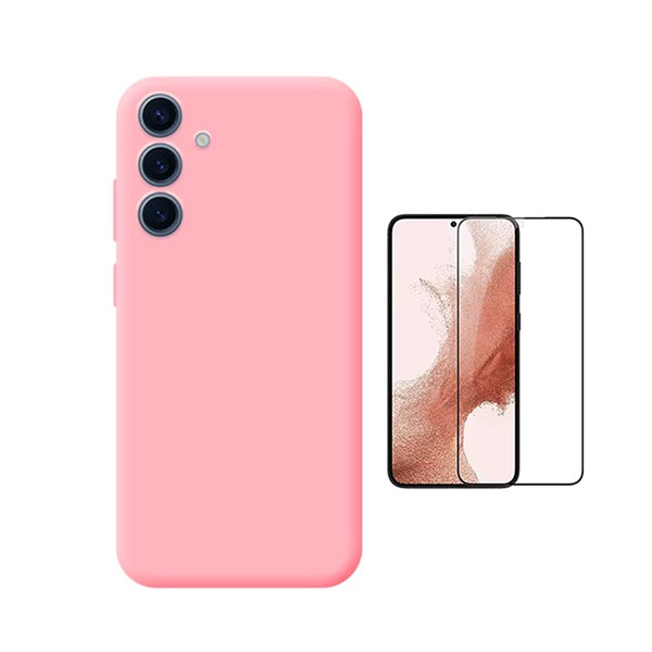 Kit Película de Vidro Temperado Gorilasglass + Capa Proteção Silicone GIFT4ME Para Samsung Galaxy S25 FE - Rosa