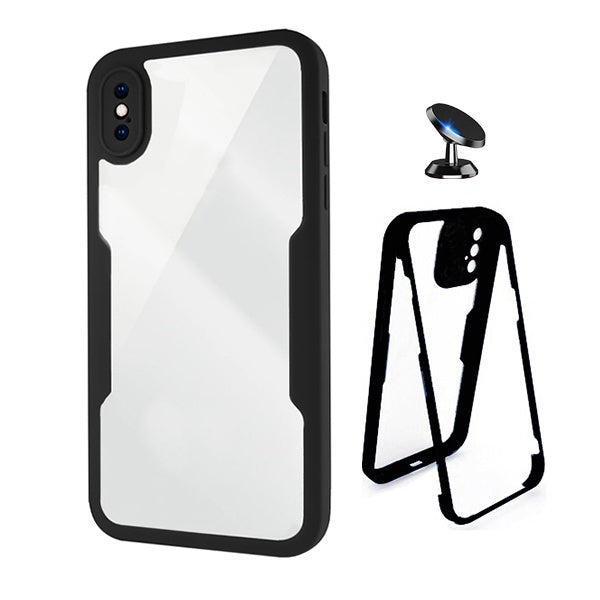 Kit Capa 360° Proteção Frente e Verso + Suporte Magnético Gift4Me Para Apple iPhone XS Max  - Preto