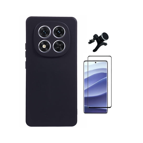 Kit Película de Vidro Temperado Gorilasglass + Capa Proteção Silicone + Suporte Reforçado de Carro GIFT4ME Para Xiaomi Redmi Note 15 Pro + Plus - Preto
