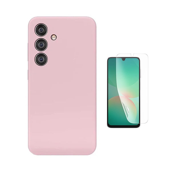 Kit Película Protectora de Hydrogel Frente + Capa Proteção Silicone GIFT4ME Para Samsung Galaxy A17 5G - Rosa