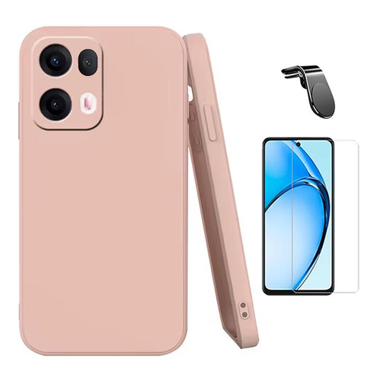 Kit Vidro Temperado Cleargorilasglass + Capa Proteção Silicone + Suporte Magnético L GIFT4ME Para Oppo Reno13 Pro - Rosa