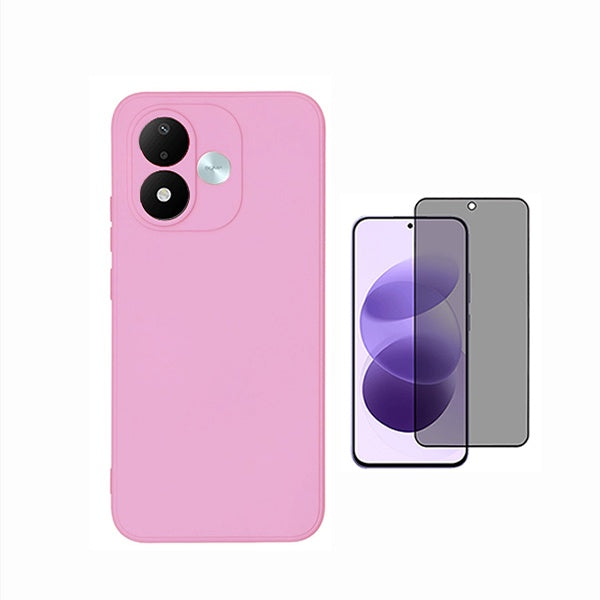 Kit Película de Vidro Temperado Privacidade + Capa Proteção Silicone GIFT4ME Para Xiaomi Redmi Note 17 4G - Rosa