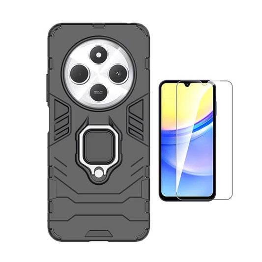 Kit Vidro Temperado Cleargorilasglass + Capa de Proteção Militar Magnética Gift4Me Para Xiaomi Redmi 14C 5G - Preto