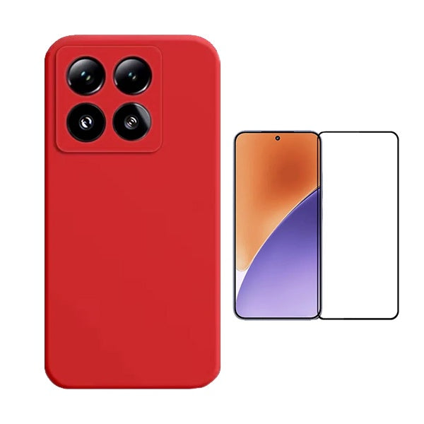 Kit Película de Vidro Temperado Gorilasglass + Capa Proteção Silicone Gift4Me Para Xiaomi 15 Pro - Vermelha