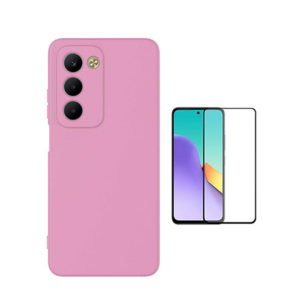 Kit Película de Vidro Temperado Gorilasglass + Capa Proteção Silicone GIFT4ME Para Xiaomi Redmi 15 5G - Rosa