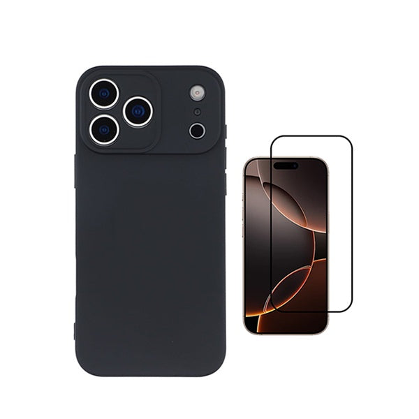 Kit Película de Vidro Temperado Gorilasglass + Capa Proteção Silicone GIFT4ME Para Apple iPhone 18 Pro - Preto