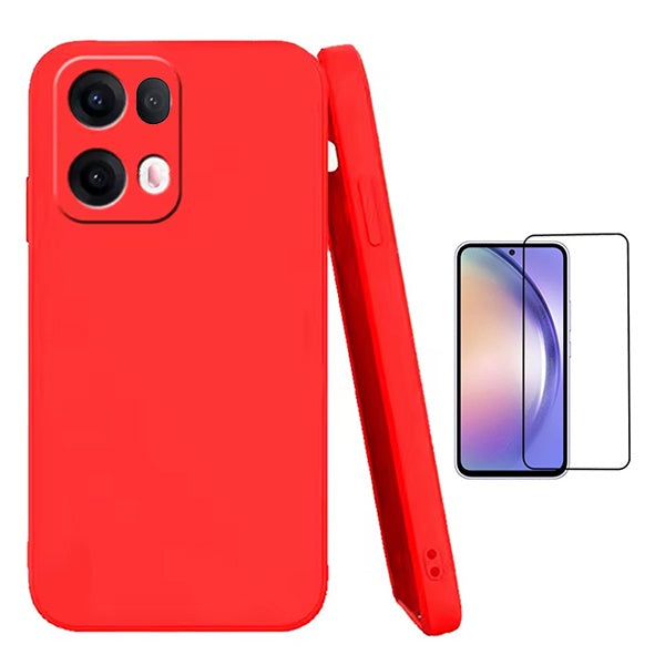 Kit Película de Vidro Temperado Gorilasglass + Capa Proteção Silicone GIFT4ME Para Oppo Reno13 Pro - Vermelho