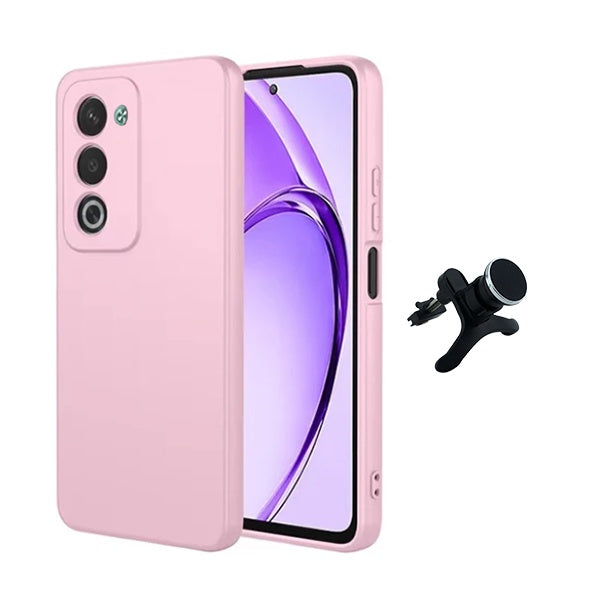Kit Suporte Magnético Com Pernas + Capa Proteção Silicone GIFT4ME Para Oppo A5 5G - Rosa