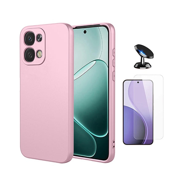 Kit Vidro Temperado Cleargorilasglass + Capa Proteção Silicone + Suporte de Carro GIFT4ME Para Oppo A6 Pro 4G - Rosa