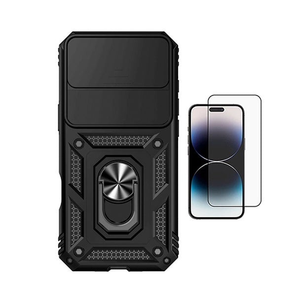 Kit Película de Vidro Temperado Gorilasglass + Capa de Proteção Militar Magnética Janela GIFT4ME Para Apple iPhone 17 Air - Preto