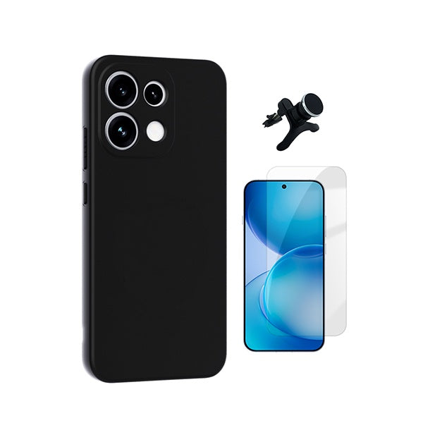 Kit Vidro Temperado Cleargorilasglass + Capa Proteção Silicone +  Suporte Reforçado de Carro GIFT4ME Para Oppo Reno16 FS 5G - Preto
