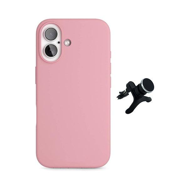 Kit Suporte Magnético Com Pernas + Capa Proteção Silicone GIFT4ME Para Apple iPhone 17 - Rosa
