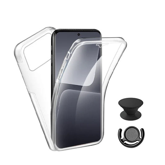 Kit Capa 360° Proteção Frente e Verso + 1 Handholder + 1 Suporte Handholder Preto GIFT4ME Compativel Com Xiaomi Poco X6 pro - Transparente/Preto