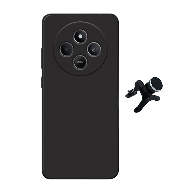 Kit Suporte Magnético Com Pernas + Capa Proteção Silicone Gift4Me Para Xiaomi Redmi 14C 5G - Preto