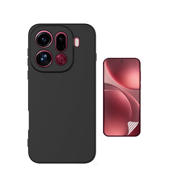 Kit Película Protectora de Hydrogel Frente + Capa Proteção Silicone GIFT4ME Para Oppo Find X9 Pro - Preto