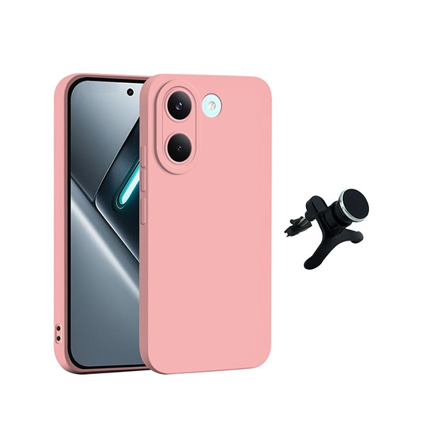 Kit Suporte Magnético Com Pernas + Capa Proteção Silicone GIFT4ME Para Xiaomi Poco X8 Pro - Rosa