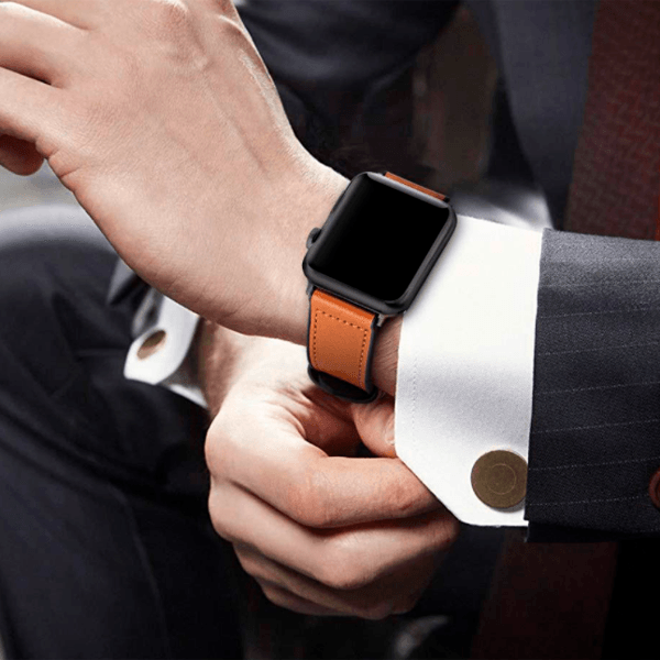 Bracelete Couro e Silicone Premium GIFT4ME Para Amazfit Balance 2 - Castanho / Preto