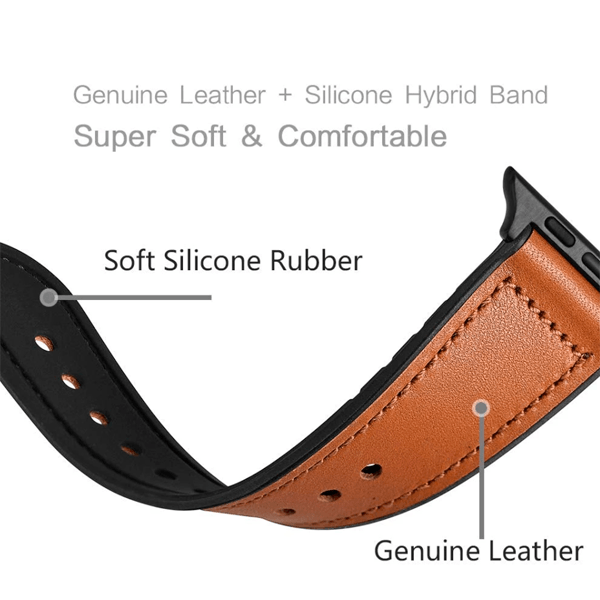 Bracelete Couro e Silicone Premium GIFT4ME Para Amazfit Balance 2 - Castanho / Preto