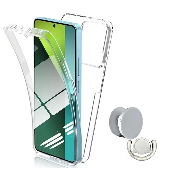 Kit Capa 360° Proteção Frente e Verso + 1 Handholder + 1 Suporte Handholder Branco GIFT4ME Para Xiaomi 15 - Transparente/Branco