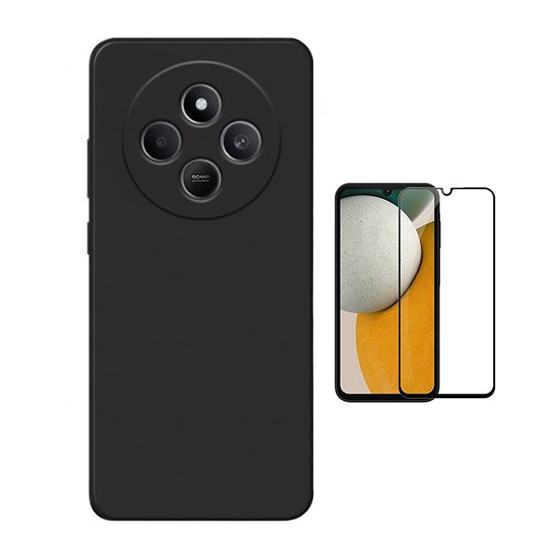 Kit Película de Vidro Temperado Gorilasglass + Capa Proteção Silicone Gift4Me Para Xiaomi Redmi 14C - Preto