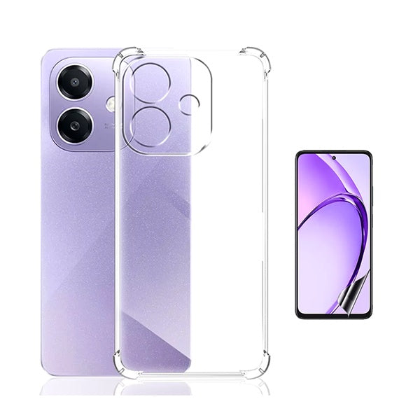 Kit Capa Traseira Super Proteção + Película de Hydrogel Frente Transparente Gift4Me Para Oppo A3 5G - Transparente