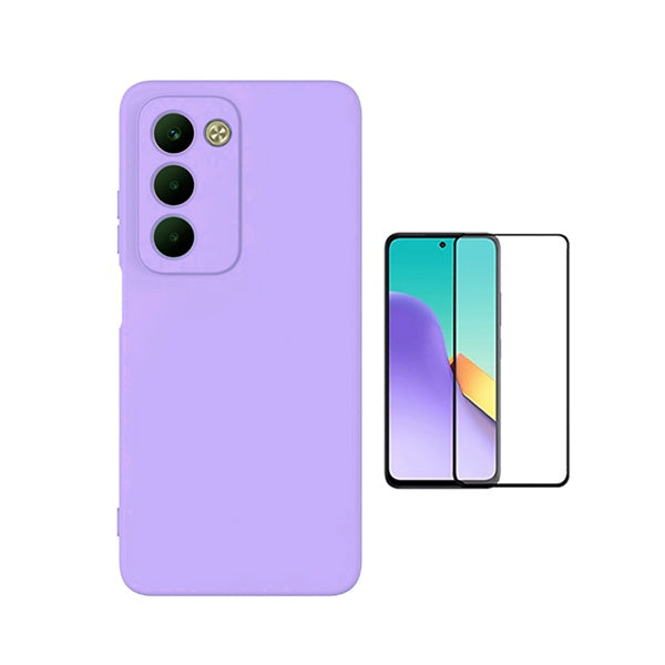 Kit Película de Vidro Temperado Gorilasglass + Capa Proteção Silicone GIFT4ME Para Xiaomi Redmi 15 - Roxo