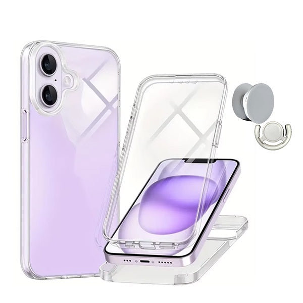 Kit Capa 360° Proteção Frente e Verso + 1 Handholder + 1 Suporte Handholder Branco Gift4Me Para Apple iPhone 16 Plus - Branco