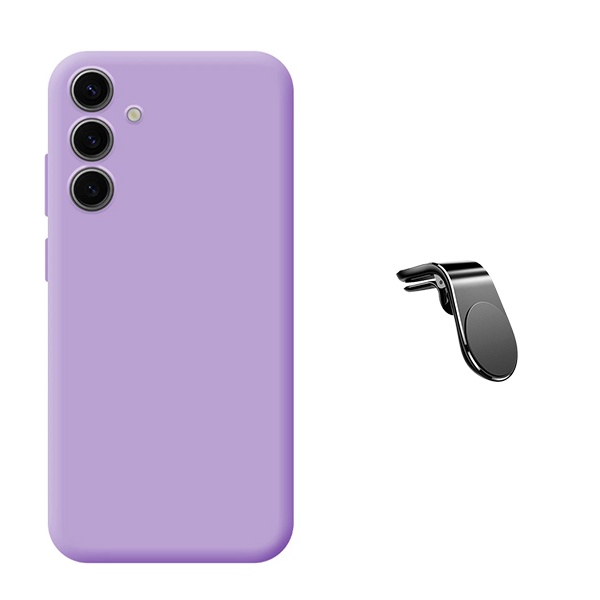 Kit Suporte de Carro Magnético L + Capa Proteção Silicone Gift4Me Para Samsung Galaxy A36 - Roxo