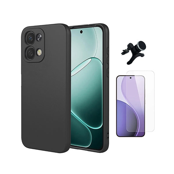 Kit Vidro Temperado Cleargorilasglass + Capa Proteção Silicone +  Suporte Reforçado de Carro GIFT4ME Para Oppo A6 Pro - Preto