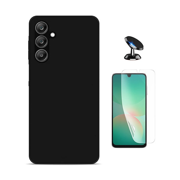 Kit Película Protectora de Hydrogel Frente + Capa Proteção Silicone + Suporte Magnético GIFT4ME Para Samsung Galaxy A17 4G - Preto