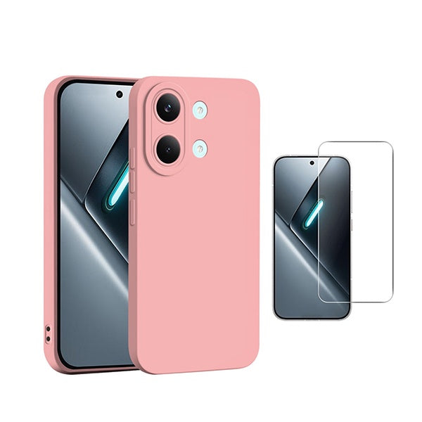 Kit Vidro Temperado Cleargorilasglass + Capa Proteção Silicone GIFT4ME Para Xiaomi Poco X8 Pro Max 5G - Rosa
