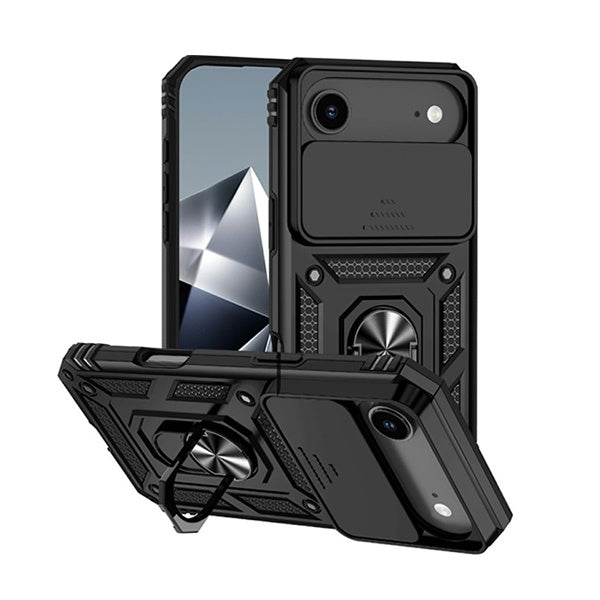 Kit Suporte Magnético + Capa de Proteção Militar Magnética Janela Deslizante GIFT4ME Para Apple iPhone 17 Air - Preto